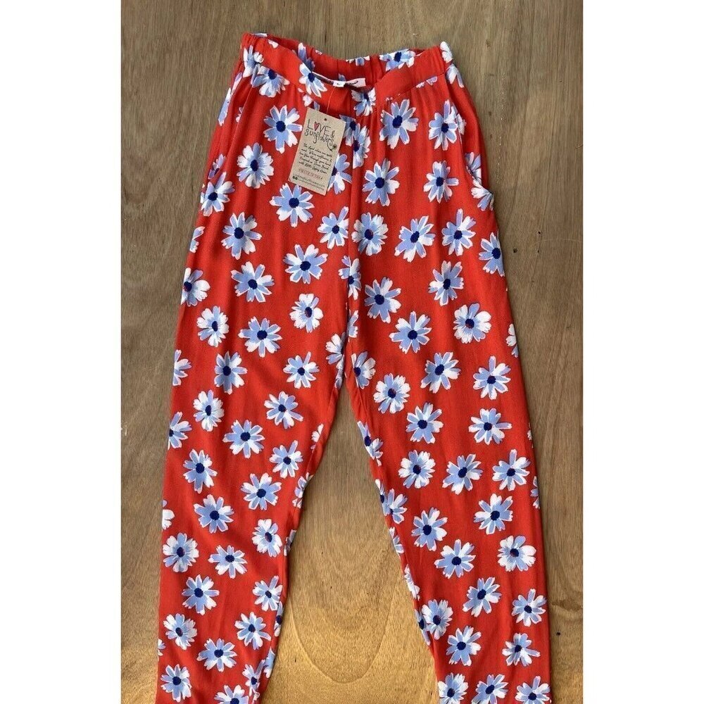 Love & Sunflower Girls Summer Floral Print Casual Pants Orange Size L - Picture 2 of 15